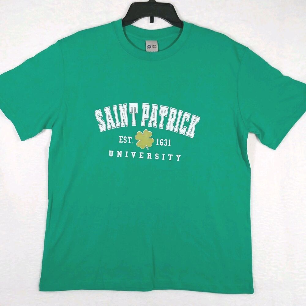 Saint Patrick University Shirt Large L Green Shamrock St Patricks Day #E86